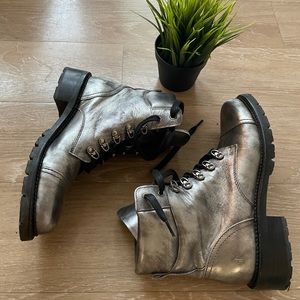 Silver FRYE combat boot